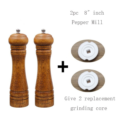 Solid Adjustable Wood Spice Pepper Mill 5" 8" 10" Salt and Pepper Grinder